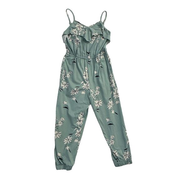 glam Other - Girls Mint Green Ruffle‎ Jumpsuit Size M Flowy Floral Boho Spring Outfit